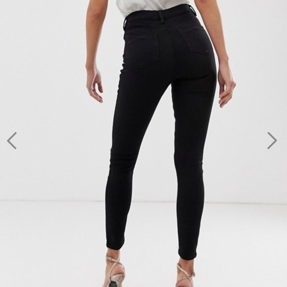 ASOS High Rise Ripped Knee Ridley Skinny Jeans - Picture 2 of 7